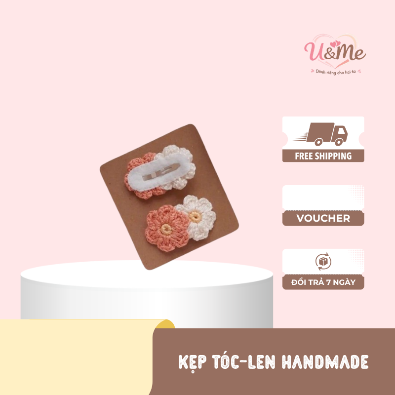 Kẹp Tóc Hoa Len Handmade Dễ Thương – Phụ Kiện Tóc Đan Tay Cho Bé & Nữ