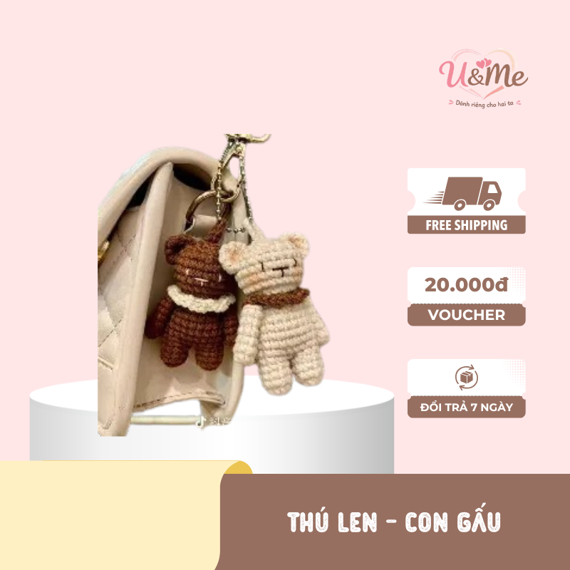 4 Cặp Móc Khóa Len Handmade Cặp Gấu Dễ Thương – Phụ Kiện Treo Túi, Quà Tặng Đôi Ý Nghĩa