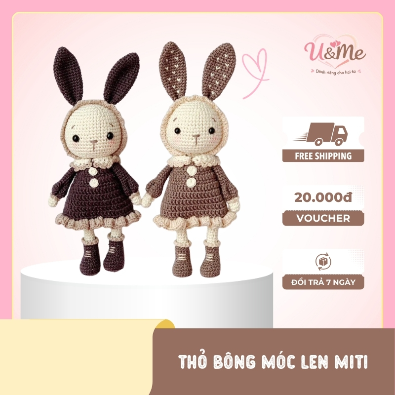 Thỏ Bông Móc Len Miti Cao Cấp, Đáng Yêu Từ U&Me